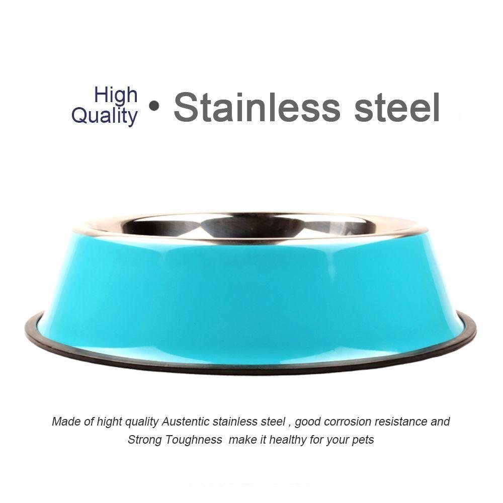 Cuencos de acero inoxidable para gatos, juego de cuencos de acero para mascotas, cuenco de agua para comida para perros y gatos, suministros antideslizantes para gatos