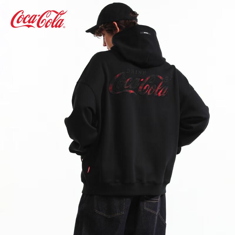Coca-Cola Men's Gradient Plaid Stripe Heavyweight Hooded Sweatshirt