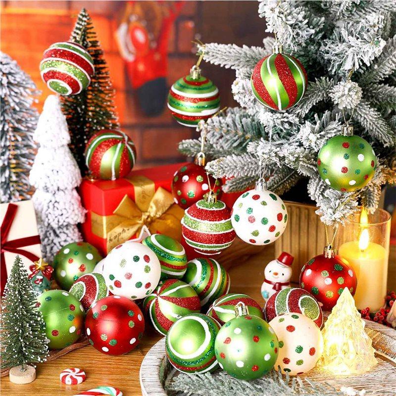 48 Pcs Christmas Tree Ball Ornaments 2.4 Inch Glittering Plastic Hanging Decorations For Xmas Decor