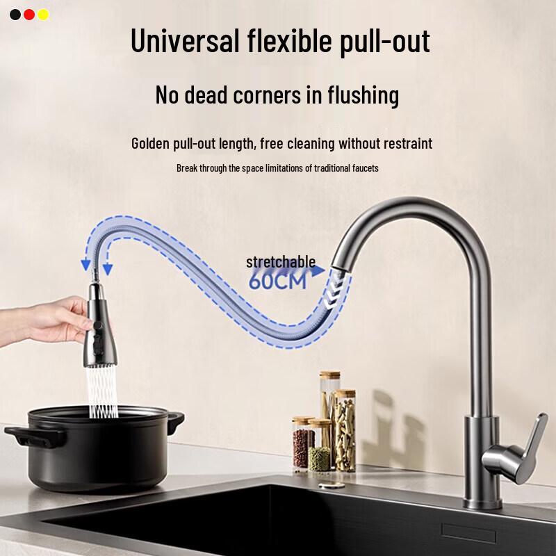 TLXT Full Copper Kitchen Faucet with Pull-Out Sprayer