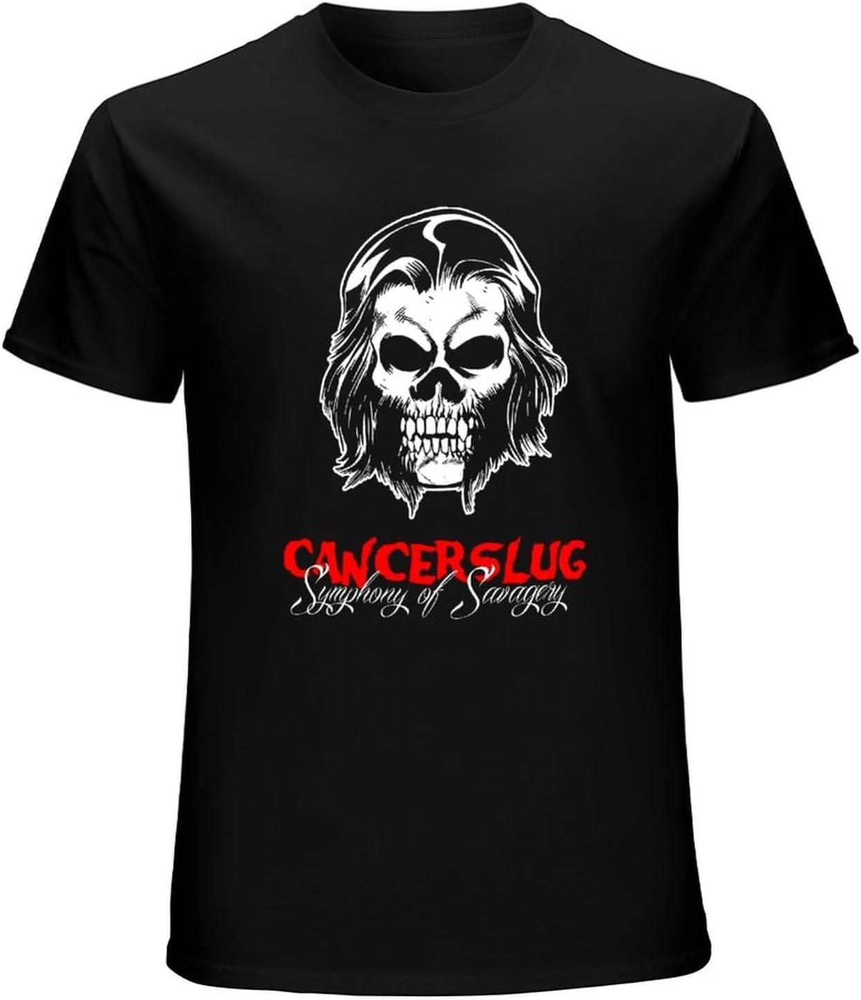 Limited New Cancerslug American Heavy Metal Rock Band Music Logo 100% Cotton Short Sleeve T-Shirt Black S
