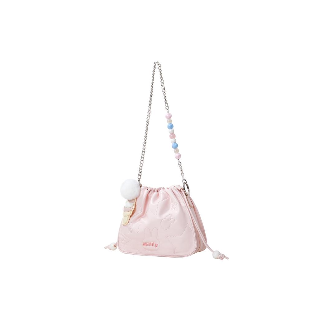 New Miffy Synthetic Leather Shoulder Bag, Bucket Bag, Chain Bag, Crossbody Bag Regular Women's White/Pink MF2444-01