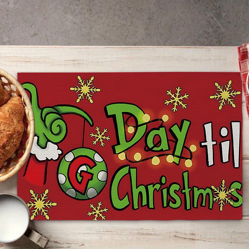 2024 Fete de masă din in de Crăciun - Decor de sărbători festive, izolate, design imprimat