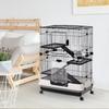 3-Tier Metal Cage with Tray for Rodents, Rabbits and Ferrets with 4 Wheels, 81.2x52.7x114cm, Black