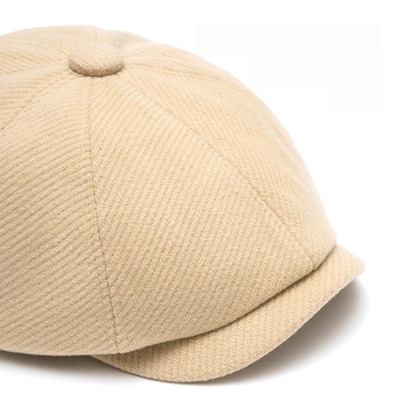 Autumn Winter Octagonal Cap Men's Warm Beret British Newsboy Cap Painter's Cap