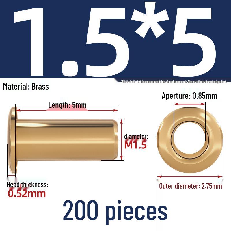 Pure Brass Hollow Rivets & Copper Eyelets Fasteners M1.3–M5