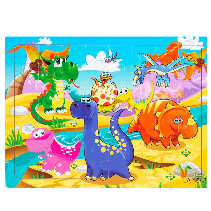 Wooden 40-piece puzzle, children's animal dinosaur cartoon wooden plane puzzle, baby early education educational toys