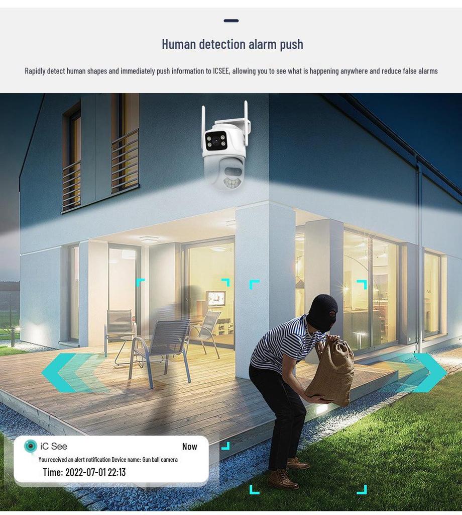 ICSEE 3-Lens 8x Zoom Wireless Outdoor 3K HD Surveillance Camera