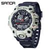 SANDA Black Technology Dual Display Waterproof Teen Casual Alarm Clock Watch