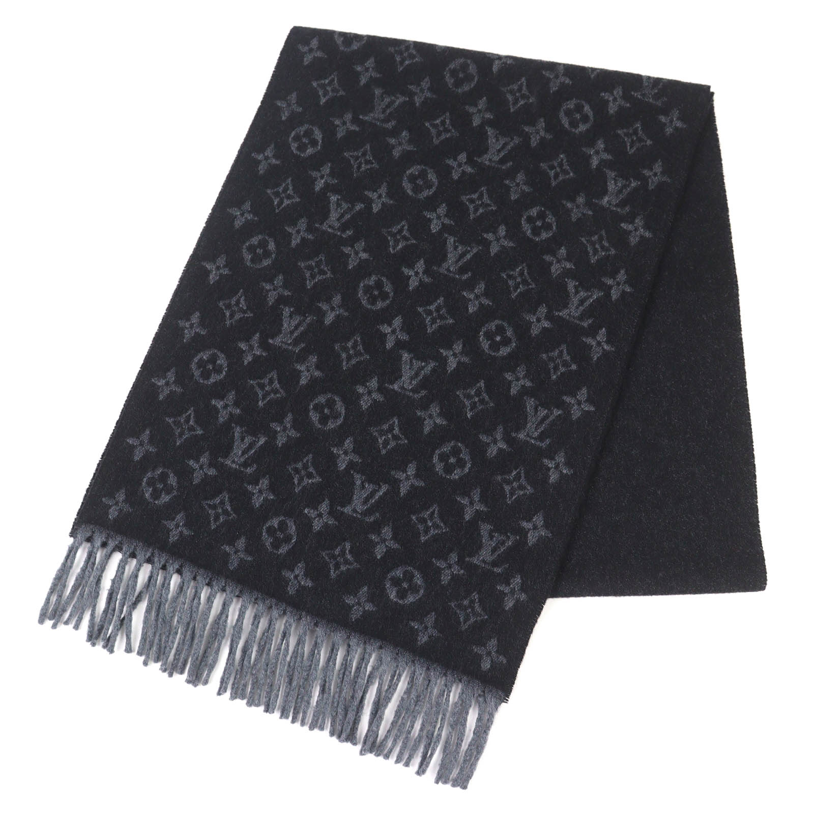 

Great LOUIS VUITTON Scarf monogram gradient Noir cashmere mens M71607 Used