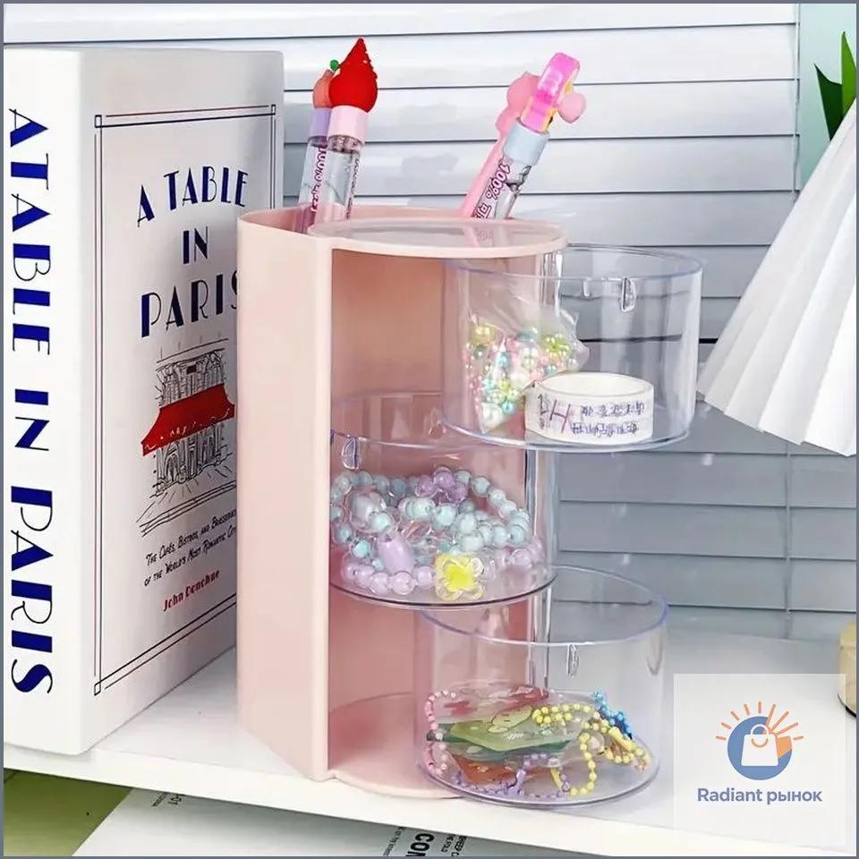 Organizer for rubber bands, pendant 13.4x10x18.2 cm 1 pc acrylic light pink