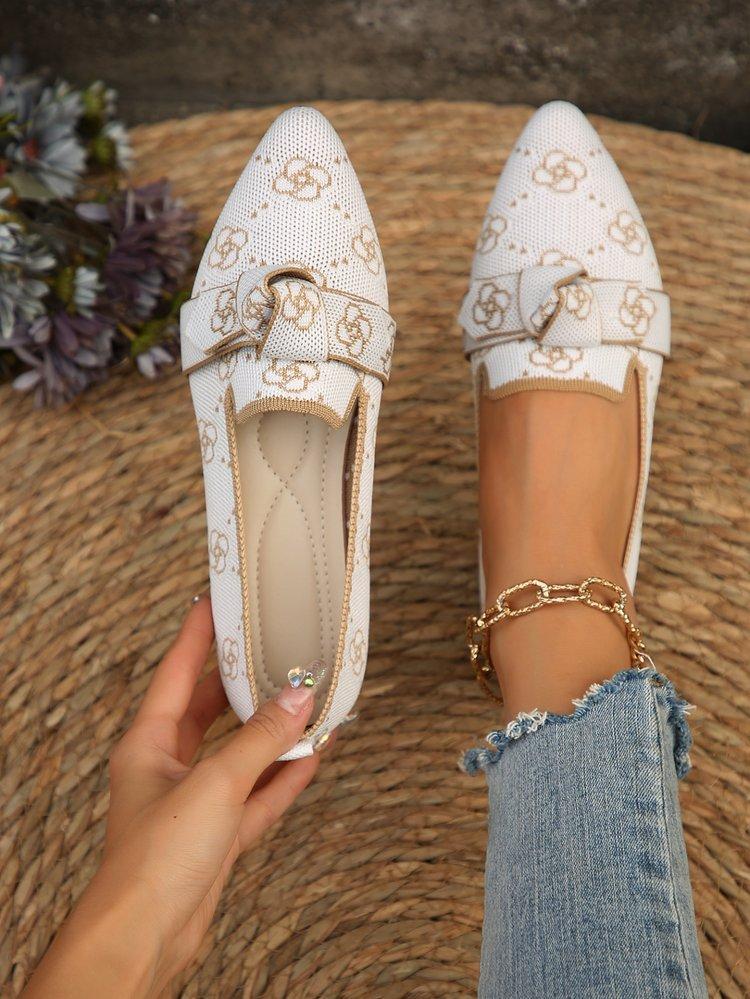 Schmal zulaufende flache Dameneinzelchuhe in Übergröße 2025 Mode Fliegenstrick Ein-Schlupf Schleife Lässig Atmungsaktiv Farbblockierung Einzel