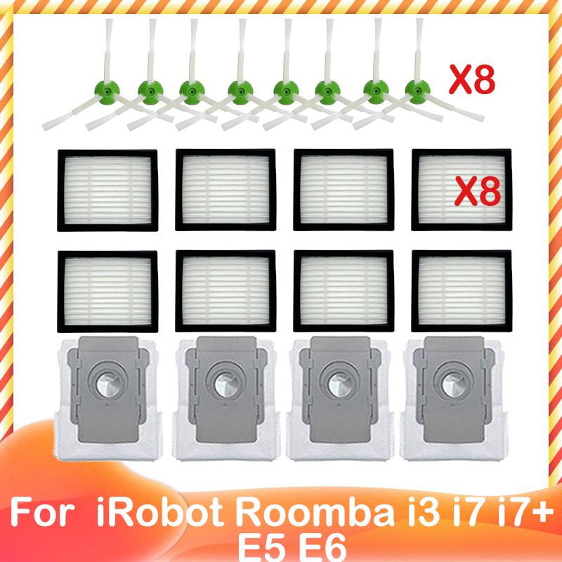 For iRobot Roomba I3 I7 I7+ E5 E6 E7 Robot Vacuum Main Side Brush Roller Hepa Filter Dust Bag Rag Part For Cleaner Replacement