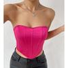 Diamond-Shaped Shiny Tube Top: Navel-Baring, Backless, Fishbone Vest