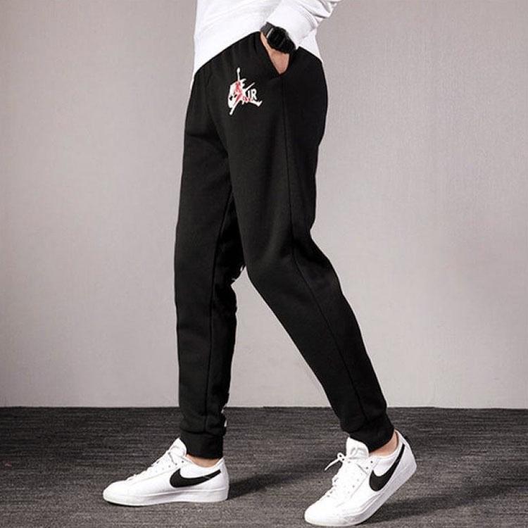 Jordan Logo Print Fleece-Lined Warm-Up Pants Men Bottoms Black DH9503-010