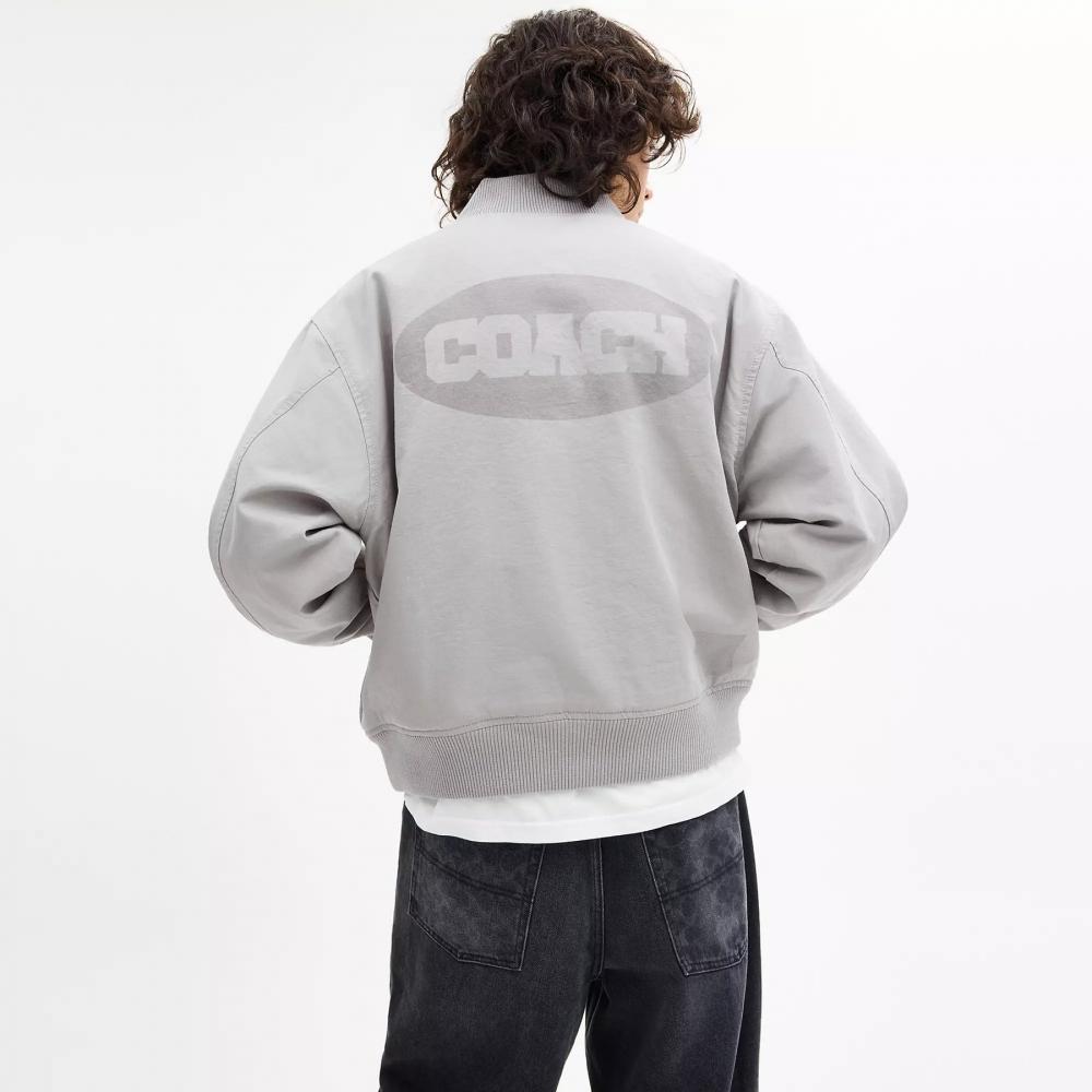 Coach Canvas Varsity Jacket Light Grey
