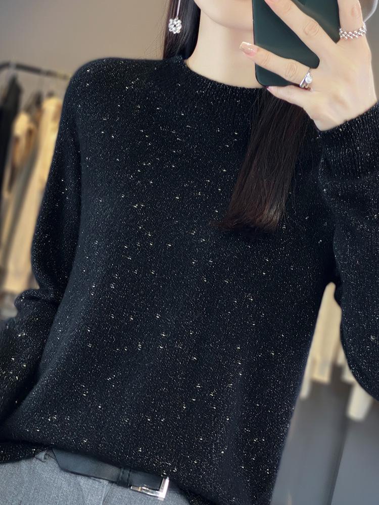 Women's Cozy Round Neck Knitted Wool Sweater