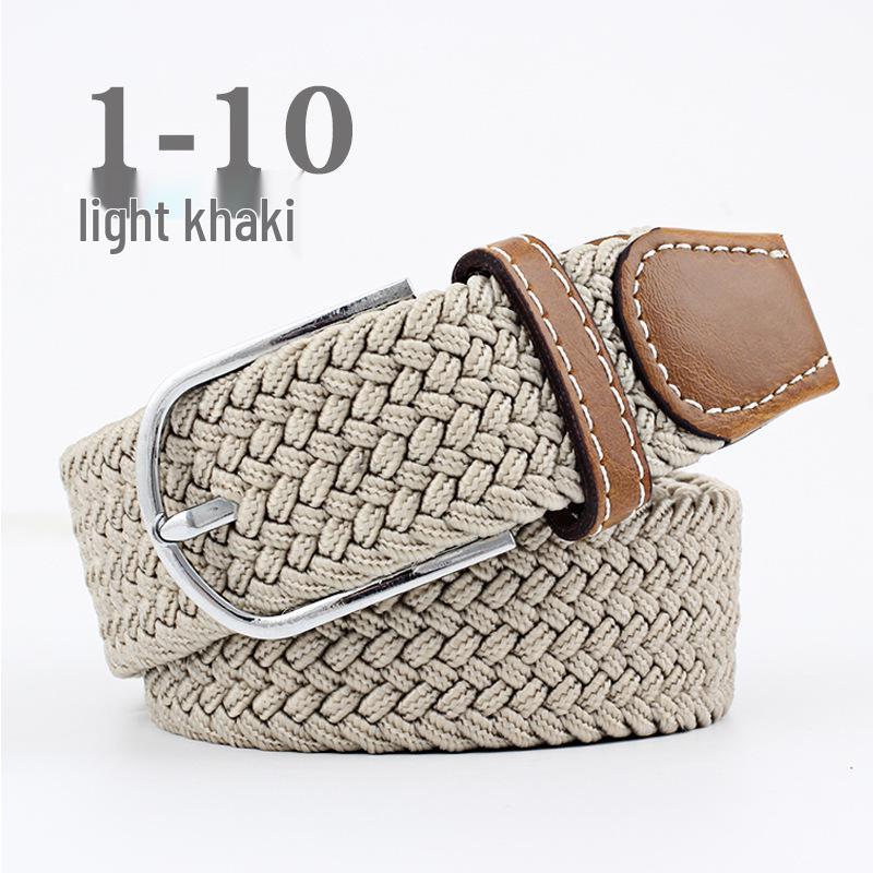 Korean Style Elastic Braided Canvas Belt with Pin Buckle for Men and Women