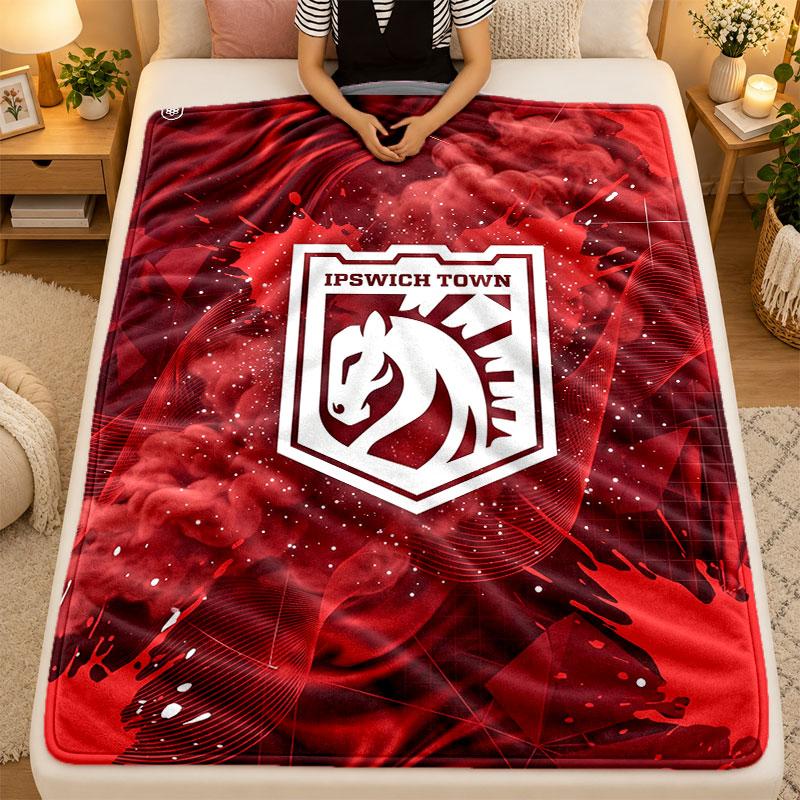 Flannel BlanketIpswich Town Football Warm Soft Throw Blanket for Indoor Sofa Bed Living Room Use