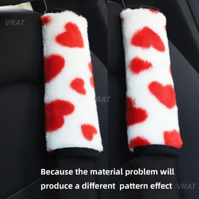 Car Cushion For Adults Youth Kids Breathable Universal Love Rabbit Fur Auto Interior Accessories Seat Belt Guard Safety Belt Pad