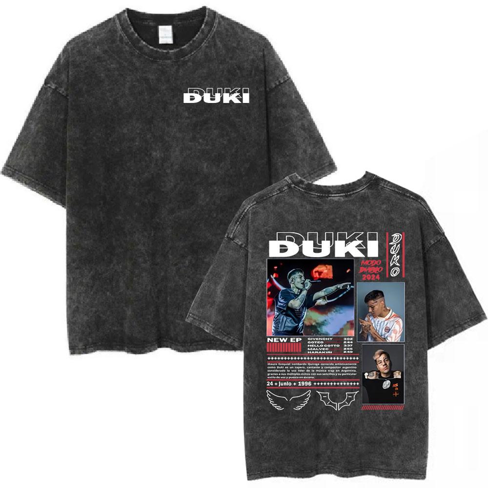 Rapper Duki ADA Tour Vintage Washed Tshirt Men Women Clothing Hip Hop Oversized Tshirts Cotton Cozy Short Sleeve T Shirts