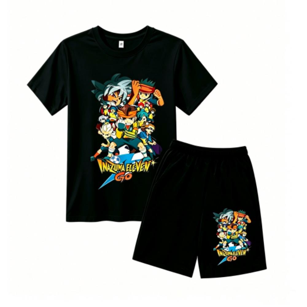 Fashion Anime Character Games Print Outdoor Street Kids T-shirt and Shorts Summer Home Casual Outfit Boy and Girl's Sports Set