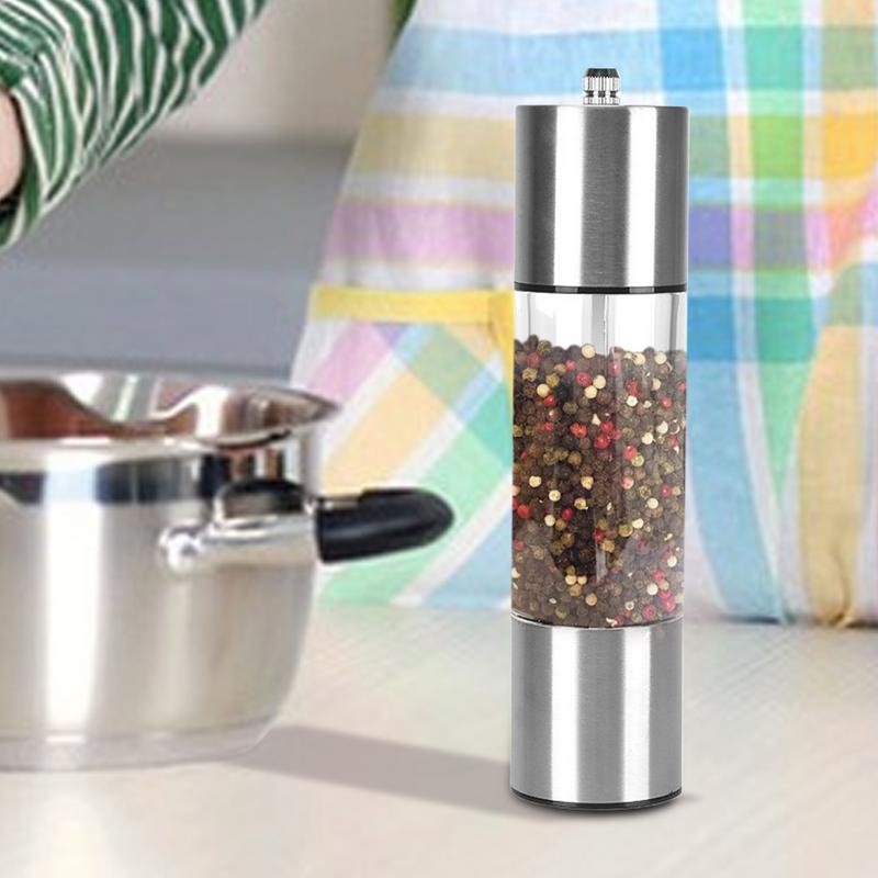 Pepper Mill Grinder Manual Pepper Mill Adjustable Grinder Adjustable Coarseness Stainless Steel Pepper Mill Refillable Salt