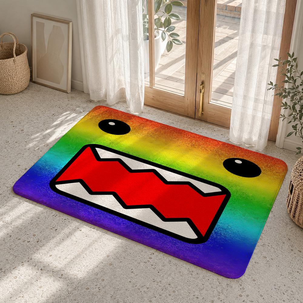 D-Domo Kun Face Floor Mat Flannel Rug Non Slip Absorbent Soft Washable For Entryway Hallway Bathroom Kitchen Decor