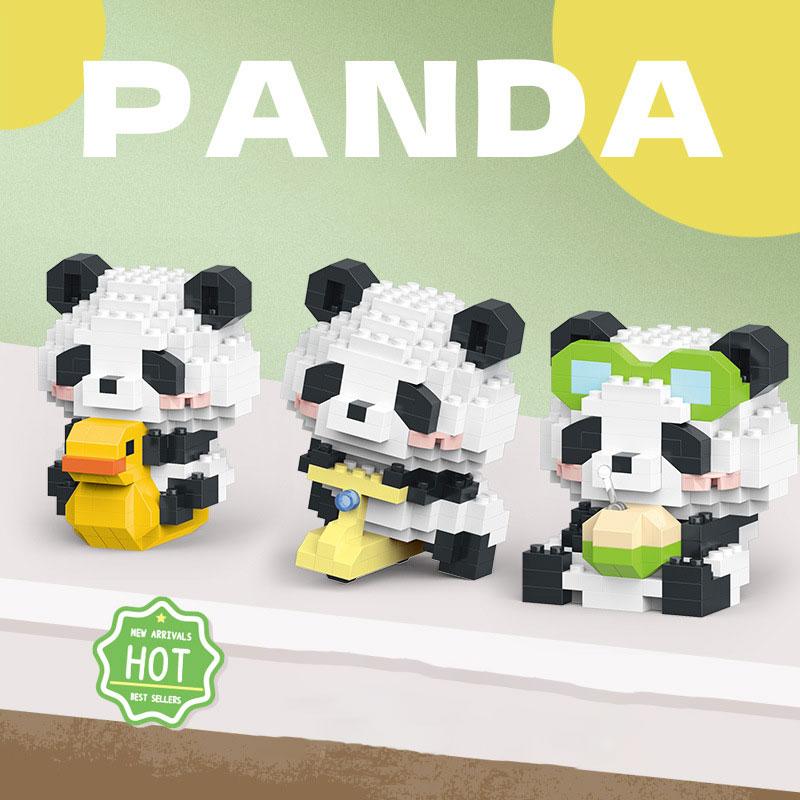 Cute Panda Mini Particle Building Blocks Blind Box Kawaii Collectible Puzzle Toy DIY Montessori Educational Toys Gifts for Kids