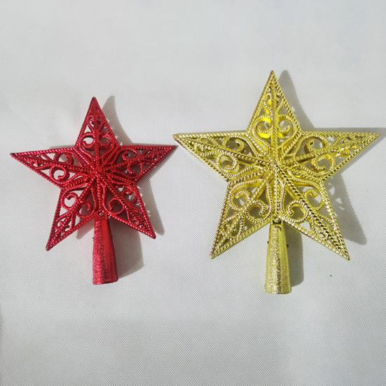 Xmas Tree Topper Plastic Hollowed-Out Sparkling Star Festival Party DIY Decoration Accessories Top Pentagram Christmas Decoration Holiday Supplies
