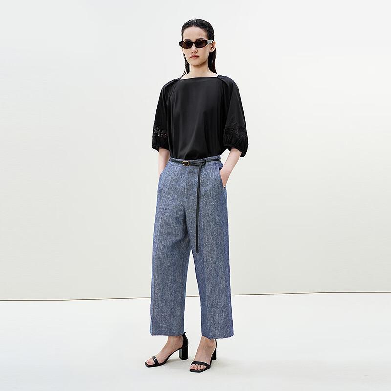 LESS 2025 Summer Half-Sleeve Round Neck Blouse