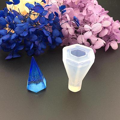 Faceted Cone & Round Diamond Epoxy Pendant Silicone Mold for DIY Jewelry