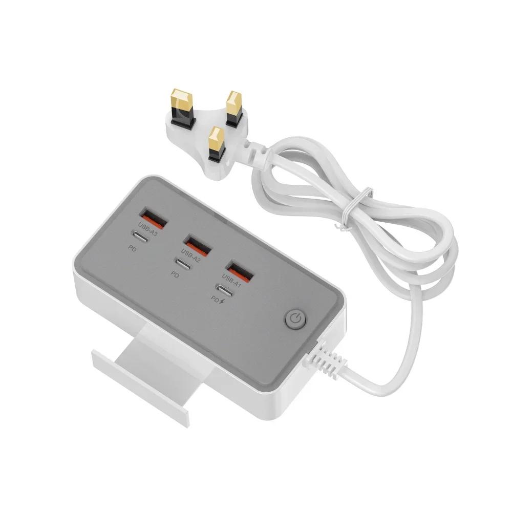 Power Strip Electrical Socket Total 35W US/EU/UK Plug Multiple 3PD 3USB Extension Cable Plugs Adaptors Quick Charging Charger