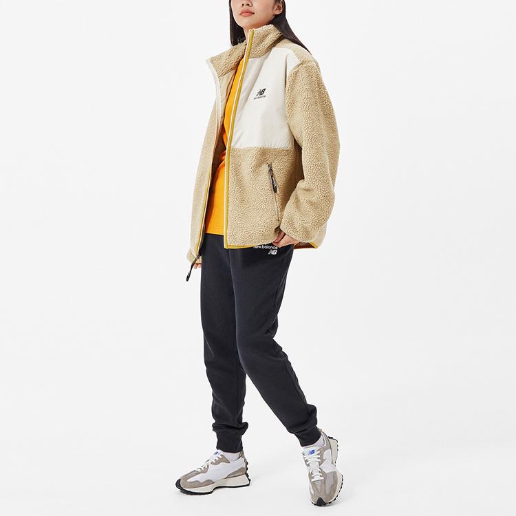 New Balance Velvet Jackets Unisex Khaki Stand Collar Moderate (Unisex) Velvet Jackets AMJ13346 DWW