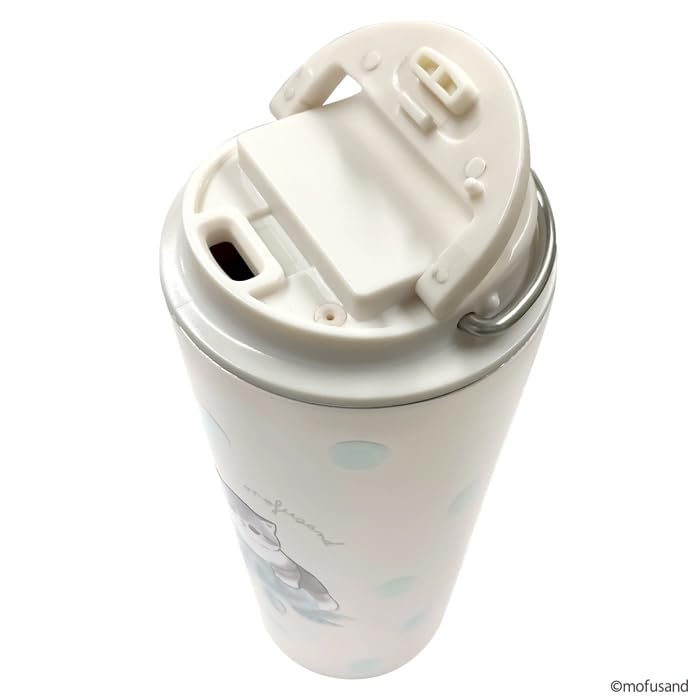 Mofusand Vacuum-Sealed Carry-On Tumbler, 430ml [Cycling] with Handle and Lid, Keeps Drinks Hot or Cold, Cute Cat Design, 53-2185