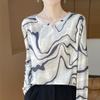 Spring And Autumn Long Sleeve Retro Printed T-Shirts Women Basic Casual Tops Female Cozy Loose Tees Harajuku T Shirt