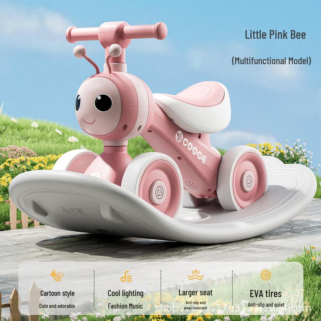 Children's 4-Wheel Balance Bike & Walker for Ages 1-6: Anti-Rollover Toddler Ride-On Toy