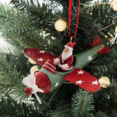 Retro železný vánoční přívěsek starožitný styl Santa Claus letadlo vánoční stromeček závěsná dekorace ozdoby sněhulák dekorativní