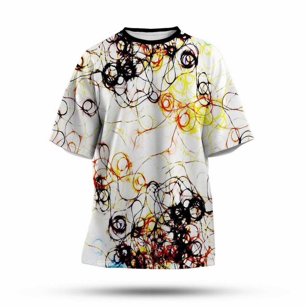 Graffitifärg 3D-printad T-shirt Sommar Herrmode Stänkbläck Ny Kortärmad T-shirt Topp Cool Streetwear Baggy T-shirts