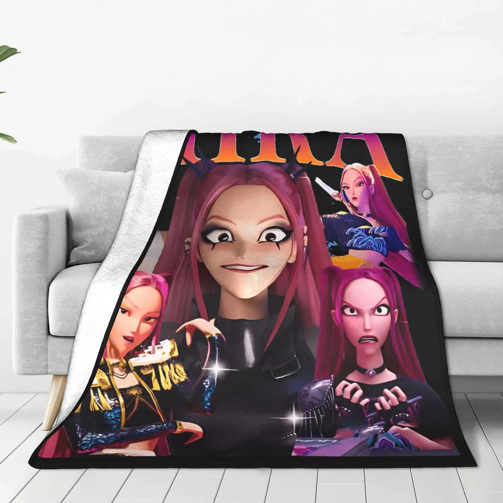 Soft Warm Throw Blanket for Sofa Bed Flannel Camping Kpop Demon Hunters Blanket Fashionable Chair Bedspread