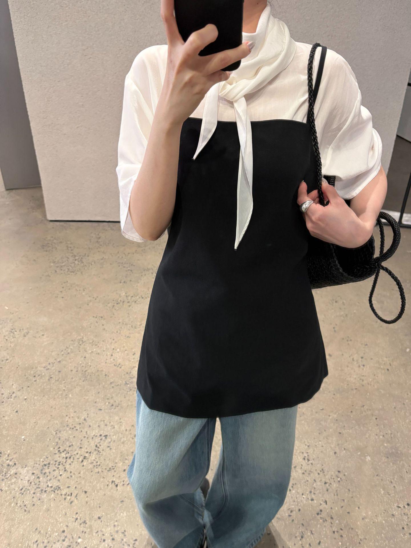 Tencel Cotton Linen Square Neck Layered Camisole – Women s Spring 2026 Style One Size чёрный