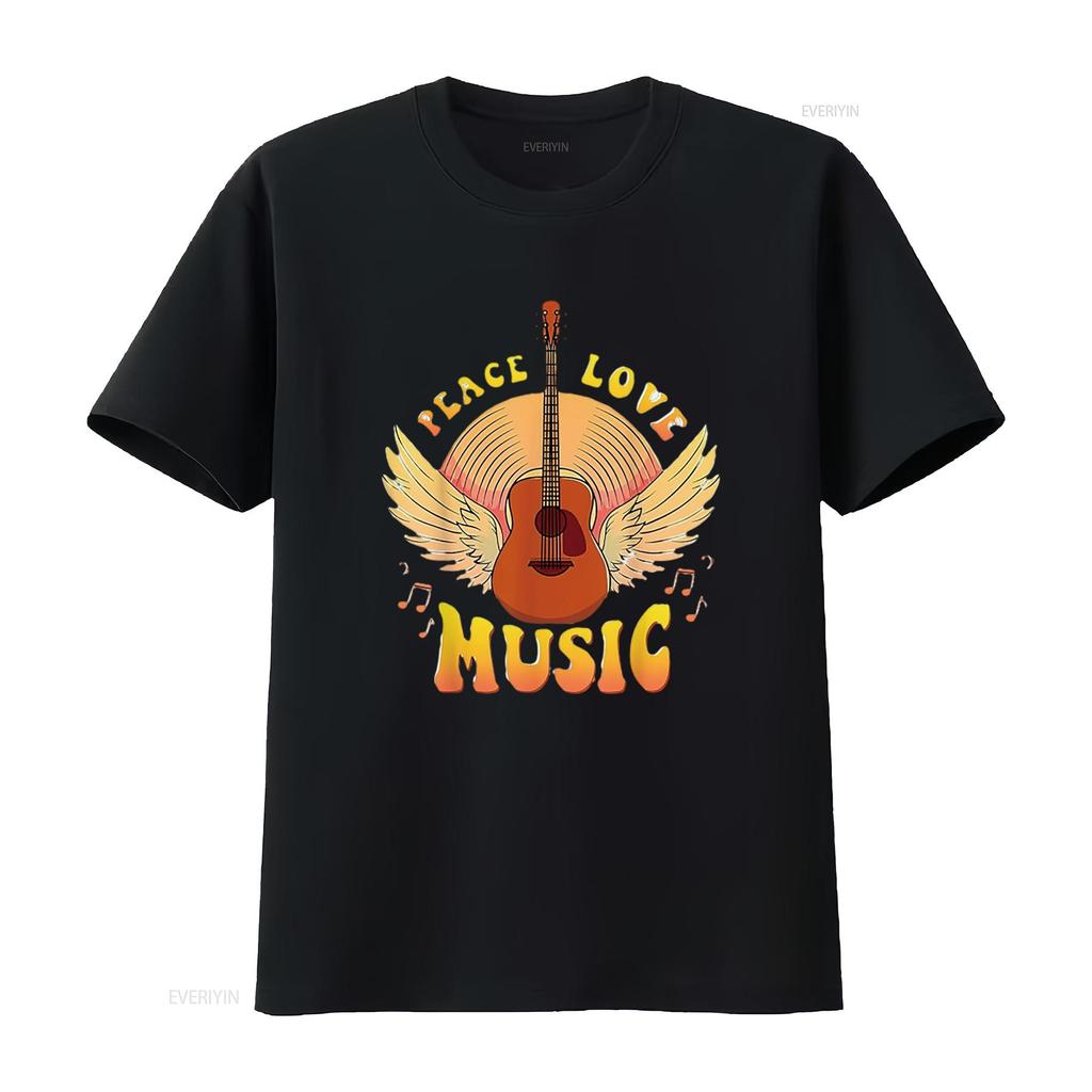 Cute Peace Love Music Hippie Hipster Festival Womens T Shirt White vintage Washed Casual streetwear Soft graphic Versatile