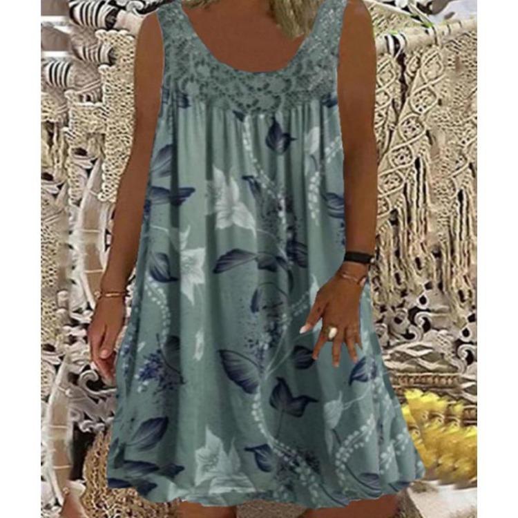 Ladies European American Casual Lace Strapless Dress Loose Strap Dress