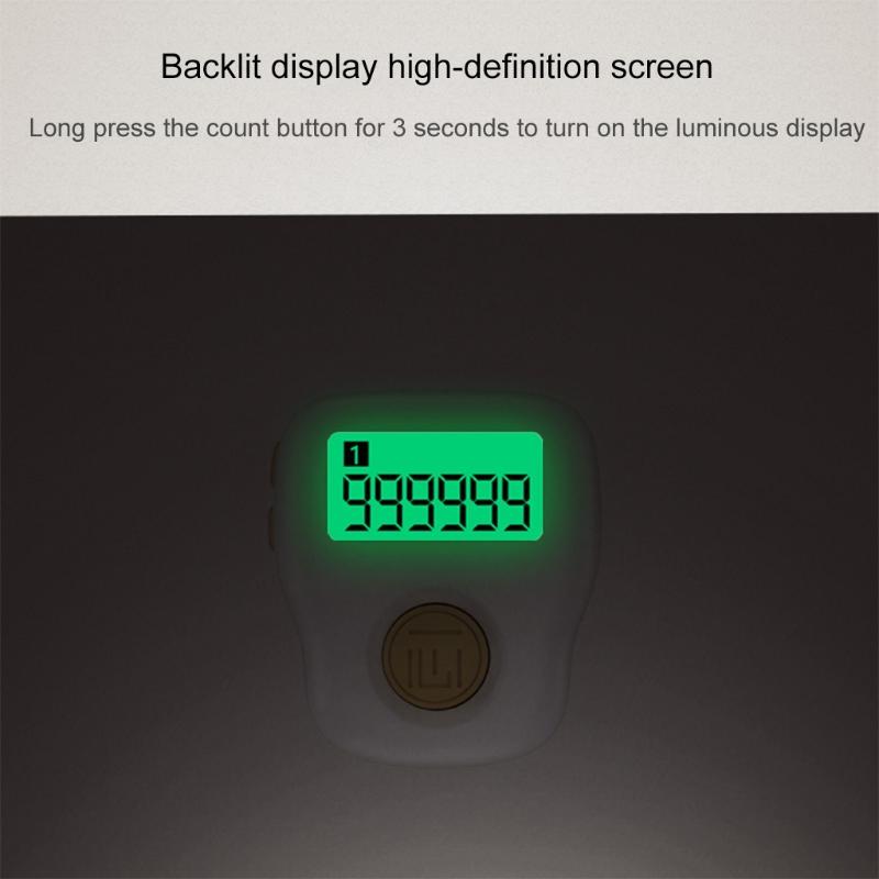 Silent Finger Counter 6 Channels Digital Tasbih Tally Clicker with LED for Prayer Knitting Sports Gift Rechargeable