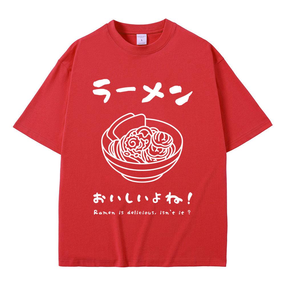 Raunisex T Shirt Food Lover Kawaii Japanese Style Streetwear Foodie Noodle TShirt Unisex Unisex Pure Cotton Short Sleeve TShirts