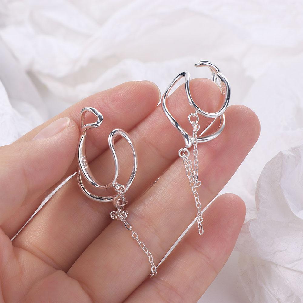 Keine gestochenen unregelmäßige C-Form Quaste Clip-on Ohrringe Damen Ohrclip Hängeohrringe Koreanischer Ohr-Cuff