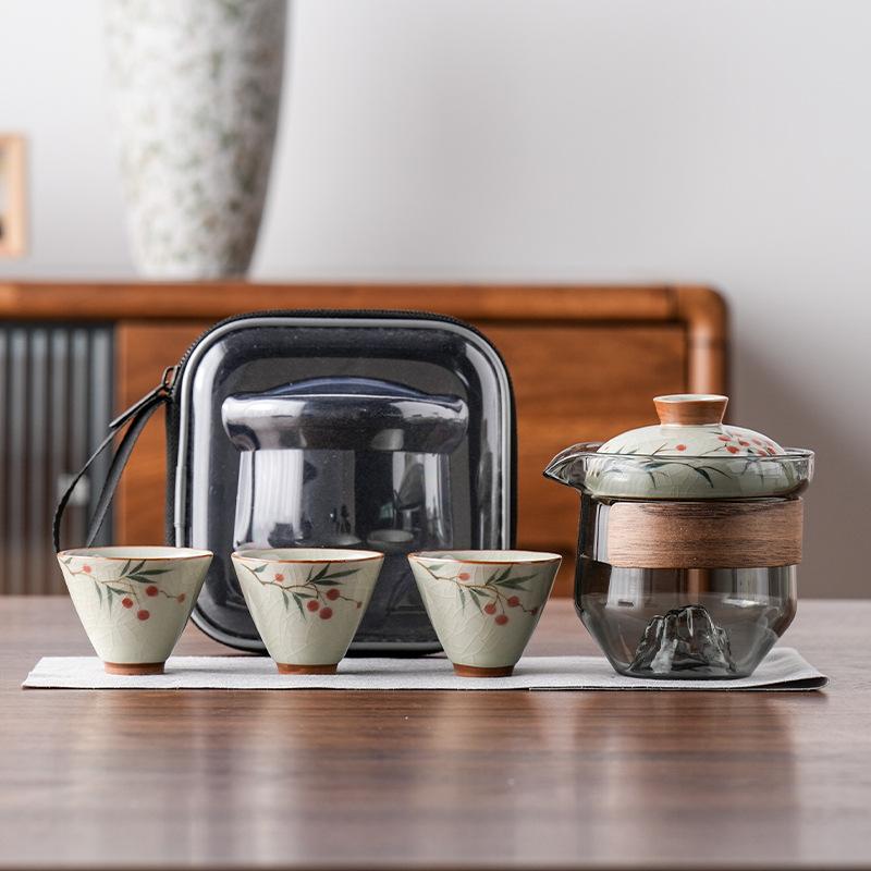 

Бутиковый набор для путешествий для чаепития в стиле легкой роскоши, расписанный вручную в технике Гэ, портативный набор для улицы, высококлассные бизнес-подарки можно дарить