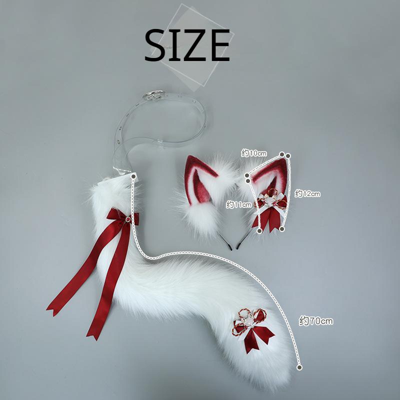 Halloween Plush Jackal Cat Ears and Tail Cosplay Lolita Headband Fox Jackal Cat Tail Animal Ears Headwear Kawaii Accessories