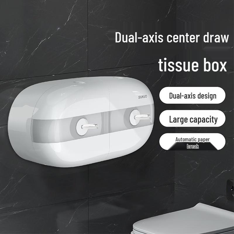 OIMG Suction Cup Wall-Mounted Toilet Paper Dispenser with Hook
