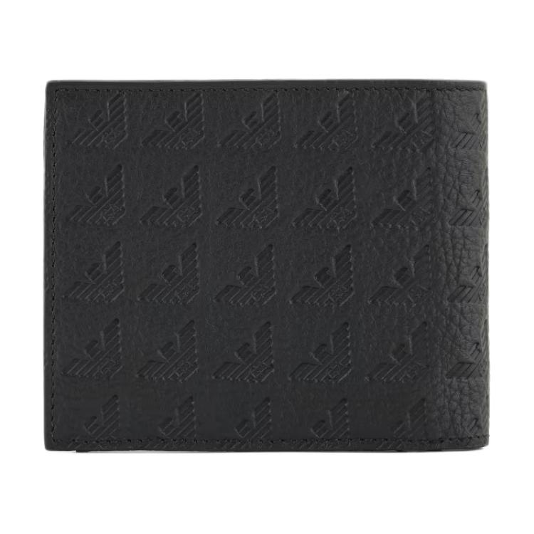 Emporio Armani Printed Logo Leather Wallet Unisex Wallet Black EM001741-AF14774-UC001
